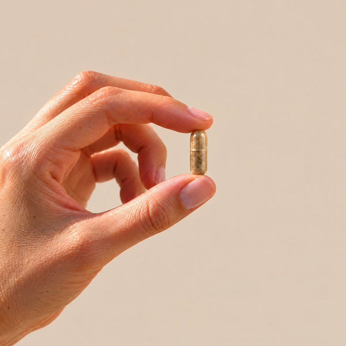 capsula di Glutatione Forte tenuta tra le dita