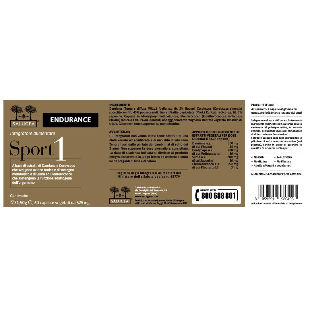 label of Sport 1 Endurance Salugea, the stamina supplement
