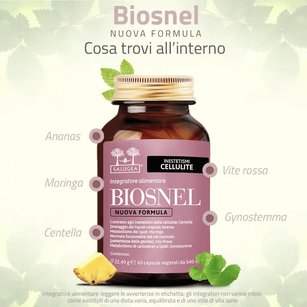 Ingredienti di Biosnel Nuova Formula: Ananas, Centella, Moringa, Vite rossa e Gynostemma