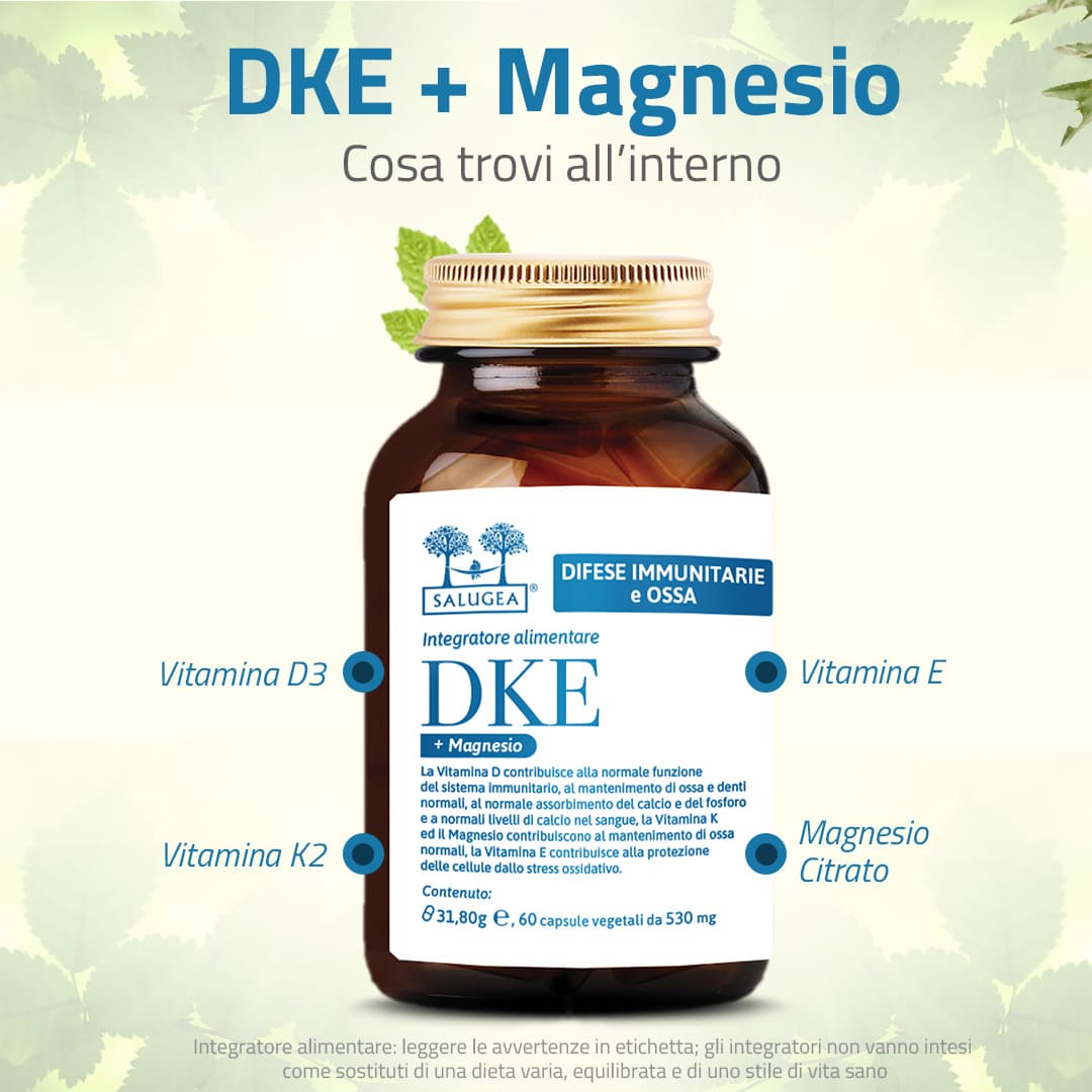 DKE + Magnesio: Integratore Vitamina D, K, E pi Magnesio DKE + Magnesio: Integratore Vitamina D, K, E pi Magnesio