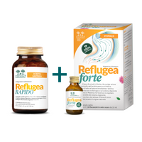 Linea Reflugea Salugea: Reflugea Rapido in compresse masticabili e Reflugea Forte in flaconcini per l'acidità di stomaco