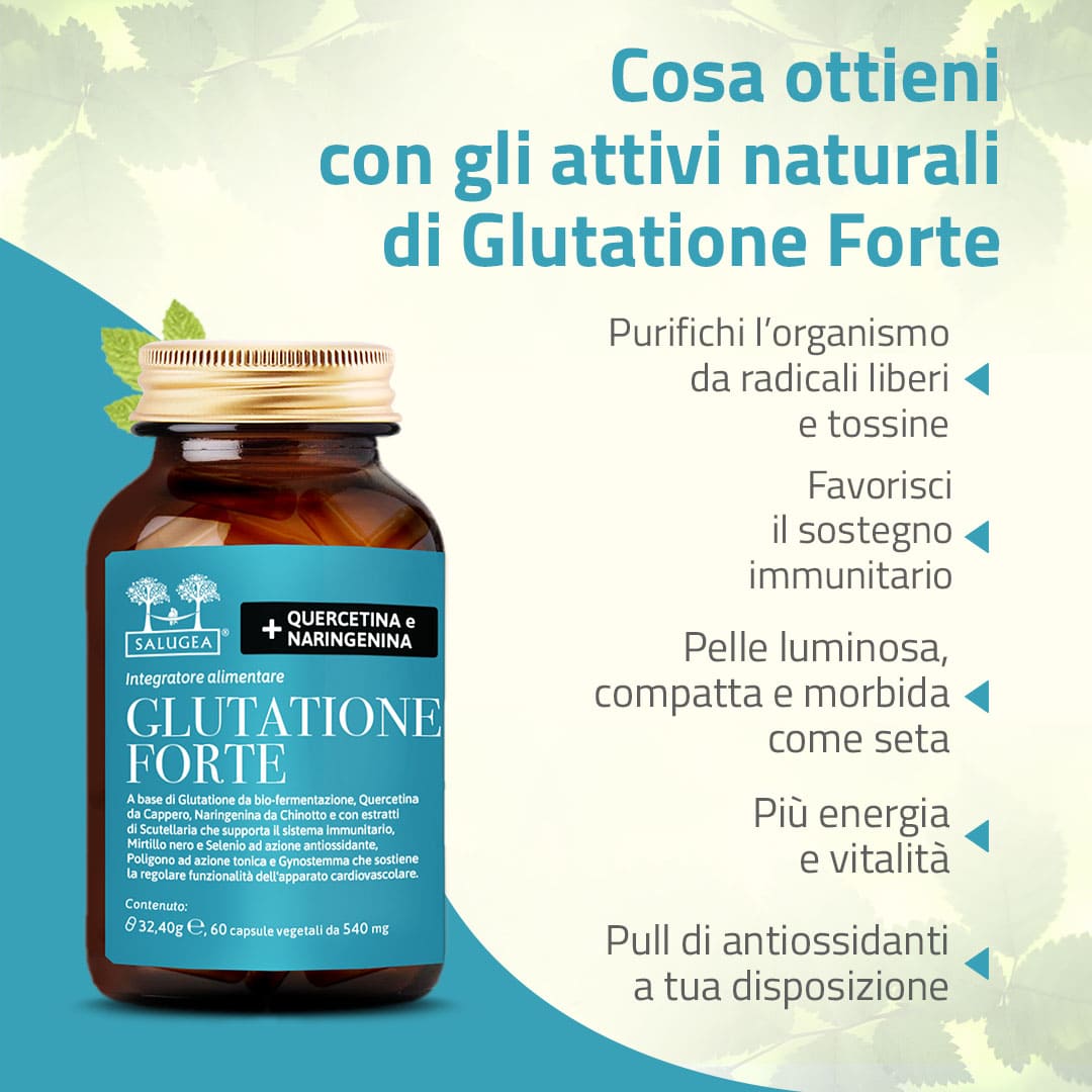 integratore di antiossidanti con glutatione e quercetina
